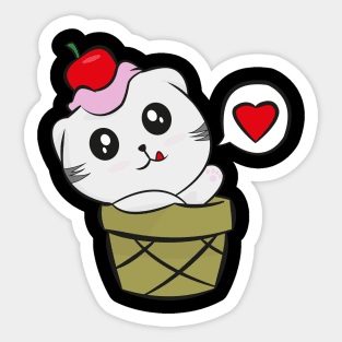 CUTE CAT LOVE ICE CREAM Sticker